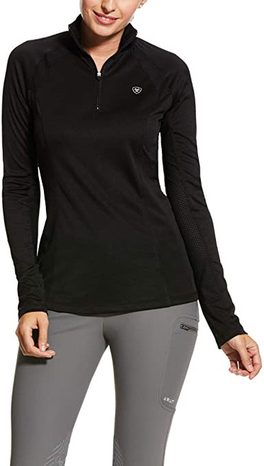Ariat Sunstopper 2.0 Women's Zip Long Sleeve Base Layer - Black