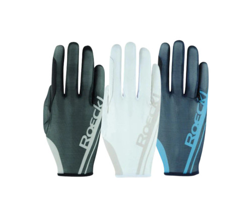 The summer cannot come early enough! In the warm season female and male equestrians alike are looking forward to the airy and light riding glove MOYO by ROECKL SPORTS with its sporty design. This particularly comfortable summer model thrills with stretchy suntan™ Mesh on the backhand, an innovative material which holds all the aces on very sunny and hot summer days: It is not only pleasantly thin and supple, ensuring a comfortable wear climate, but it also lets UV rays pass through, thus preventing unwanted tan lines on the wrist. In addition, it ensures a snug fit and great flexibility for the hands and fingers in combination with sophisticated and exclusive COMFORT-CUT. Soft, thin PU-material is used on the palm – for a safe and reliable grip on the reins without compromising the necessary tactility and precision when it comes to the connection with the sensitive horse’s mouth. A classical easy closure fastener on the wrist optimizes the MOYO’s already excellent fit. Last, but not least: the look. Here this model scores with a generous ROECKL logo across the back of the hand, giving the glove a dynamic, self-confident look. By the way, riding gloves should be washed regularly so that their function is maintained and their product life increased. You can simply clean the MOYO in your washing machine at 30° Celsius (86° Fahrenheit).