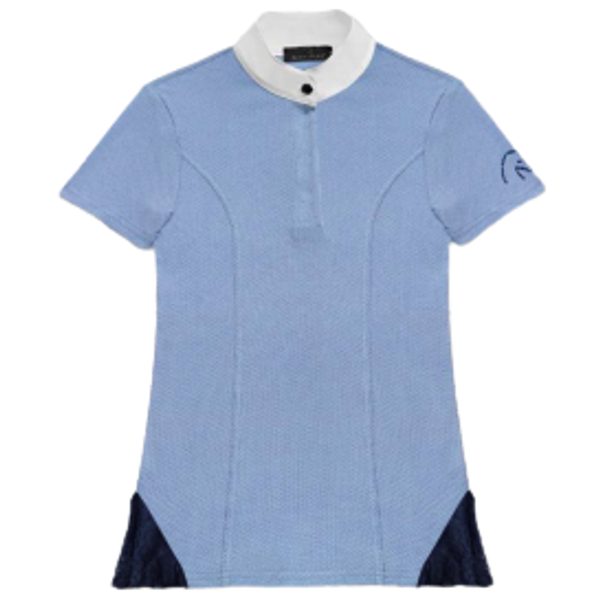 Razzapura Women's Blue Short Sleeve Competition Polo with Lace Hem
