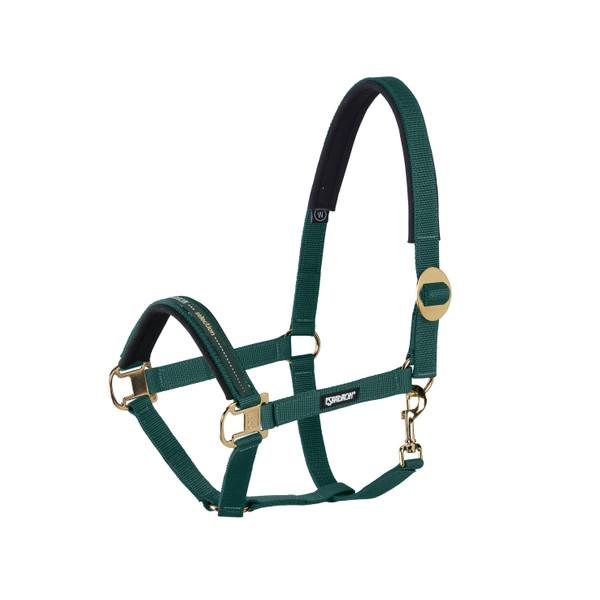 Eskadron Sliding Buckle Headcollar
high-quality headcollar made of double-processed, tear-proof webbing
elaborate noseband
soft nose and neck padding
sliding buckle closure in the poll area
brass-plated metal fittings