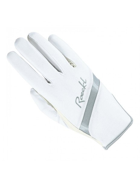 Watch out, team #NoGlitterNoCompetition! The LORRAINE thrills female riders who have a weakness for that certain something with its feminine and trendy design. A discreetly glittering logo and strap on the back of the hand make the glove sparkle, embellishing this functional riding glove which is adapted to the anatomy of the female hand. Silky-soft nylon with a high share of elastane on the backhand guarantees first-class wear comfort, a perfect fit and playful mobility of the fingers. In addition, it is conveniently breathable and dries fast. A soft and thin PU-material is used on the palm. It ensures a safe and reliable grip on the reins without compromising on the necessary sensitivity when it comes to the contact with the horse’s mouth. Convenient: The LORRAINE is fast and easy to put on thanks to its slip-on construction without a fastener. In addition, this stylish eye-catcher is also machine-washable at 30° Celsius (86° Fahrenheit). ROECKL recommends washing riding gloves such as the LORRAINE on a regular basis so that they maintain their functionality and keep the rider happy for a long time.