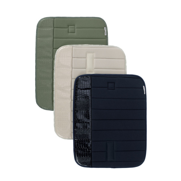 Elastic MESH work pads with reinforcement in the lower area