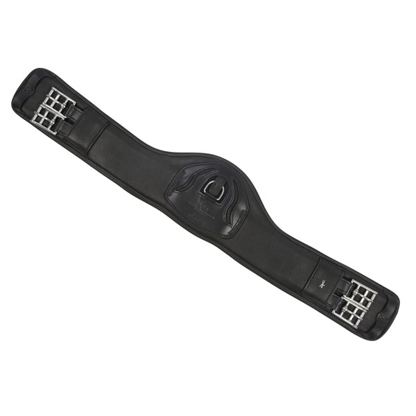 Short girth with anatomic shapewith elastic on both sides, made from grained soft leather, relieves the horse's elbow for maximal freedom of movement