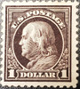 Classic US SC#518- $1 Franklin Violet Black Fine Mint Hinged cv$95