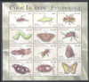 COOK ISLANDS (2014) : Entomology II- Sheet of 12- bee- butterflies- mosquito etc