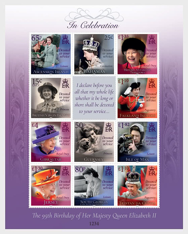 AN UNUSUAL 11 COUNTRY JOINT ISSUE CELEBRATING THE LATE QUEEN'S 95TH BIRTHDAY