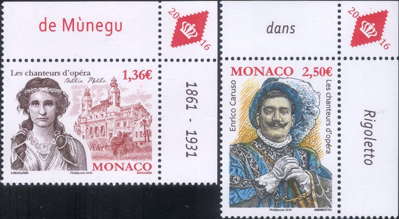 MONACO 2016 Opera Stars Enrico Caruso Nellie Melba County