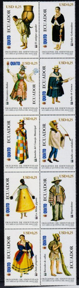 ECUADOR (2005) Art Watercolors -Traditional Costumes - Dancer, etc. (10)