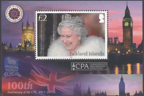 FALKLAND- Commonwealth Parliament Assn 100th Anniversary- souvenir sheet- Queen Elizabeth