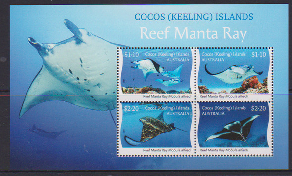 COCOS ISLAND  (2021)-Reef Manta Ray  (4v & Sheet)