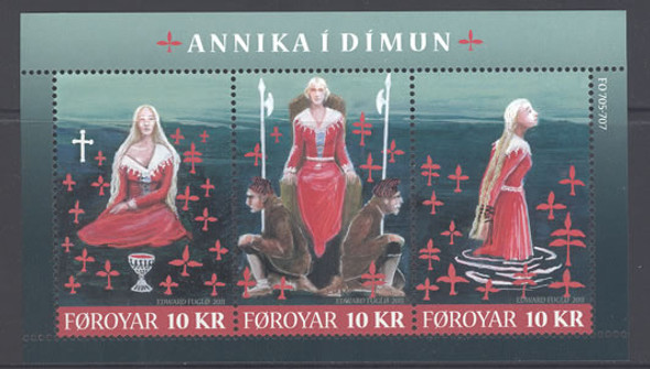 FAROE ISLAND- Annika I Dimun- Sheet of 3- legend