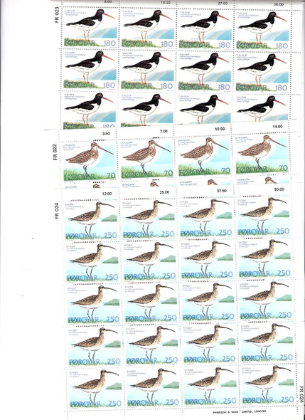 FAROE ISLANDS (1977): Birds- Sheets of 20