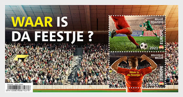 BELGIUM (2021)-Where's the Party? Lenticular Sheet! Unusual- Soccer Stadium