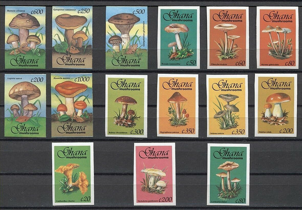 GHANA (1994)- -Mushrooms (15 values)- perforated