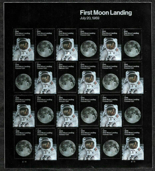 US (2019)- First Moon Landing Anniversary Sheet of 24 Forever Stamps- #5399-5400