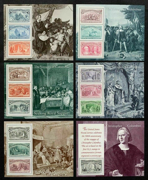 DISCOUNT LOT-2X US (1992)- -VOYAGES OF COLUMBUS SHEETS (6)- #2624-9