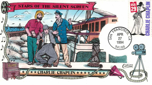US (1994)- SILENT FILM STARS- Sheet of 40- #2819-28 -Sold w/9 Collins Handp Painted First Day Covers