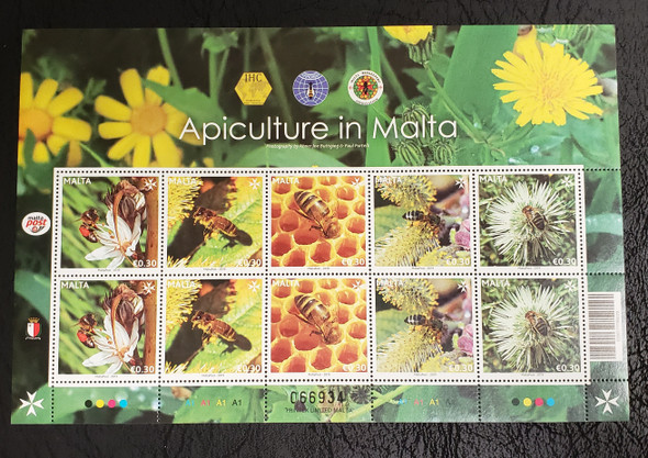 MALTA (2021) Bees And Flowers Sheet ,Retail 6.95