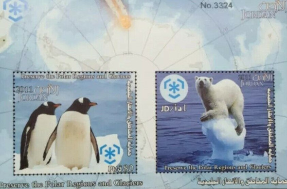 JORDAN (2011)- Protect the Polar Regions Sheet-Polar Bear & Penguin