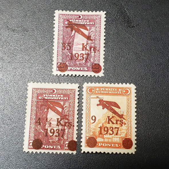 TURKEY(1937) C6-8 Airmail Overprints MH $ 65 if MNH