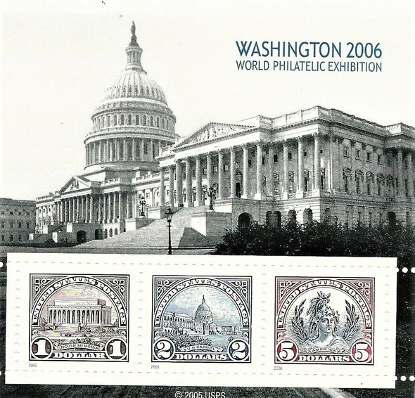 US  (2006)-- #4075- Washington 2006 Stamp Expo Sheet of 3 - Classic Stamps