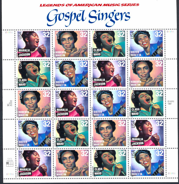 US (1998)- Gospel Singers  Sheet of 20v