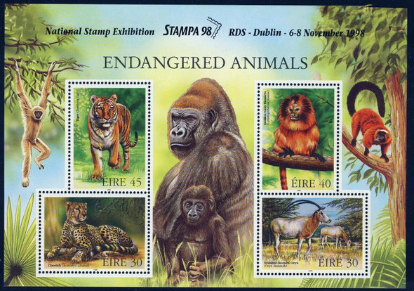 IRELAND (1998)- Endangered Animals Sheet of 4v- Presentation Pack
