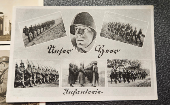 3 RPPC PHOTO POSTCARDS,German WWII Soldiers And Hindenburg Airship unused