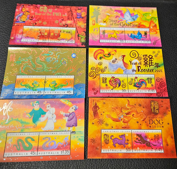 11 Chinese New Year Souvenir Sheets Lot --With Gold Foil!