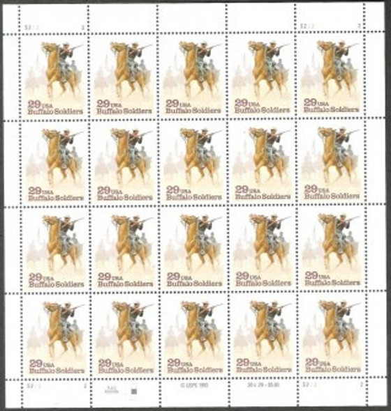 US (1994)- Buffalo Soldiers Sheet of 20v- #2818 sold w/USPS Commemorative Panel