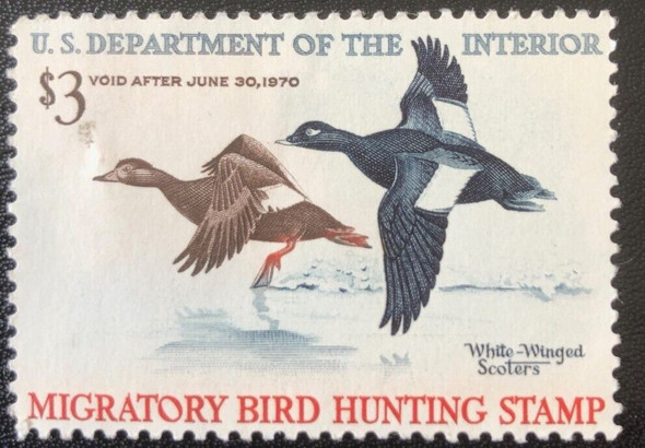 #RW36- US (1969)- Federal Migratory Waterfowl Duck Stamp White Winged Scoter MNH