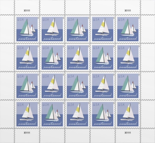 US (2013)- Sailboats Sheet of 20 Postcard Forever Stamps