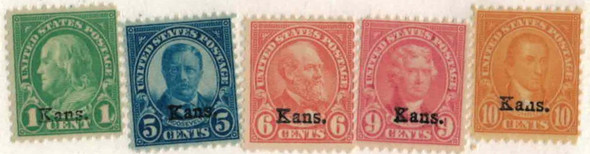 US (1929)- 5 Kansas Overprints- High Values MNH- CAT>$148!