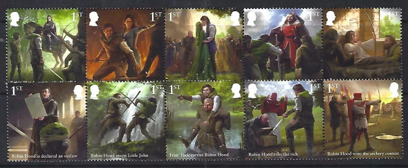 GREAT BRITAIN (2023)- The Legend of Robin Hood- Set of 10 stamps