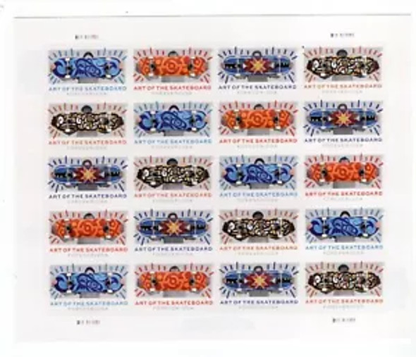 US (2023)- Skateboard Art- Sheet of 20 Forever Stamps- #5763-6