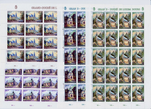 LUXEMBOURG (1991) CHAPELS FULL Sheets 20 Sets (4v)