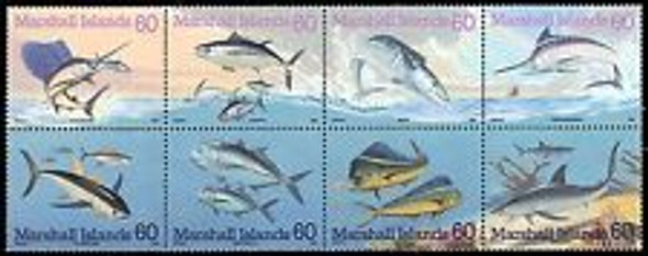 MARSHALL ISLANDS ( 1995) GAME FISH Block of 8