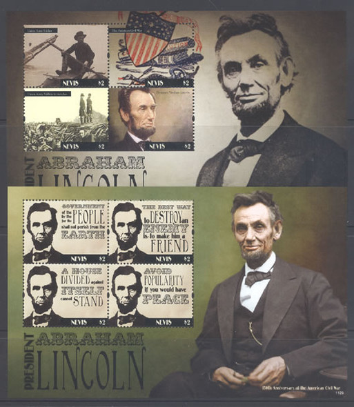 NEVIS (2012) - President  Lincoln &  Civil War 150th Anniversary- Sheets of 4 (2)