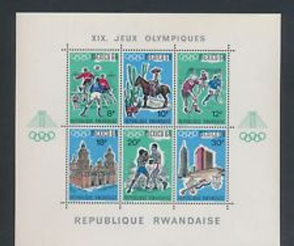 RWANDA (1968) Mexico Olympics Sheet of 6V