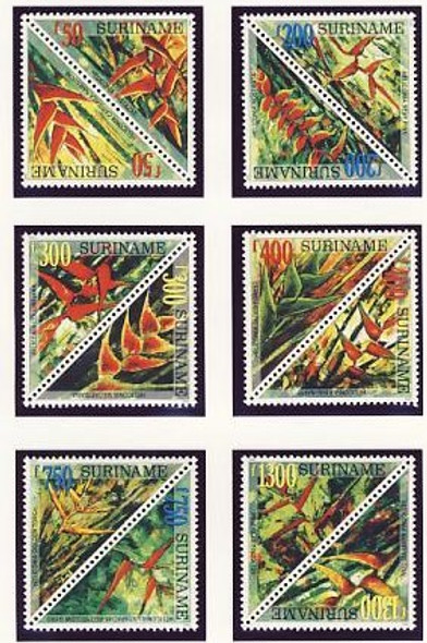 SURINAM (1998)- Flowers (Triangle Stamps)- 12 values