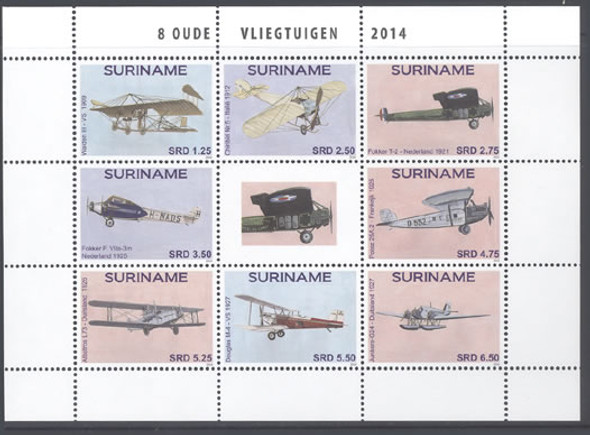 SURINAM: Aircraft 2014- Sheet of 8