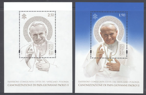 VATICAN (2014): Pope John Paul II Canonization Joint with Poland- souvenir sheet (2)