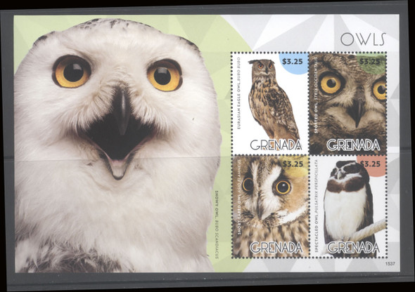 GRENADA- Owls 2015 II- Sheet of 4- 1537