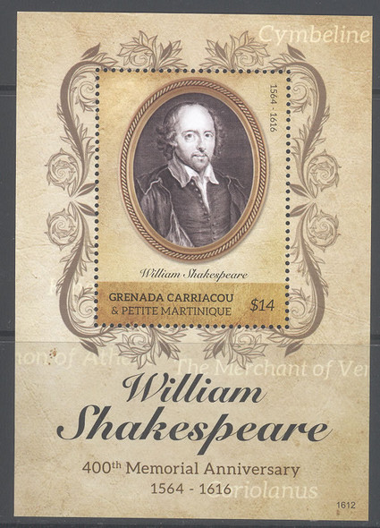 GRENADA GRENADINES (2017) Shakespeare 400th Memorial- souvenir sheet- portrait