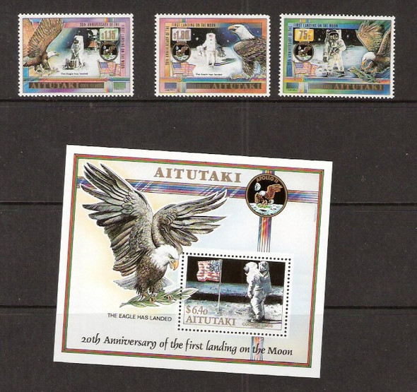 AITUTAKI (1989)- MOONLANDING ANNIVERSARY-4v & SHEET