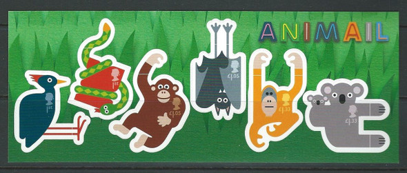 GREAT BRITAIN (2016)- "ANIMAIL" sheet of 6v- Odd Shapes-Cartoon Animals!