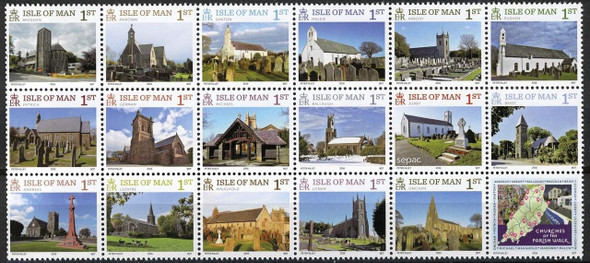 ISLE OF MAN (2016)- Parish Walk (Churches)- block of 17 values