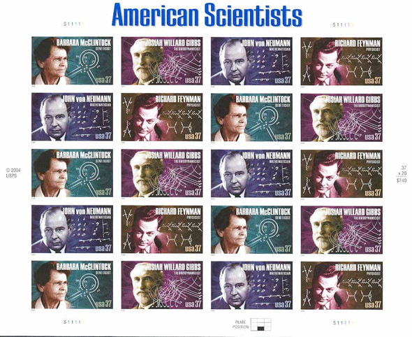 US (2005)- American Scientists- Feyman,Gibbs,etc. #3906-9-Sheet of 20