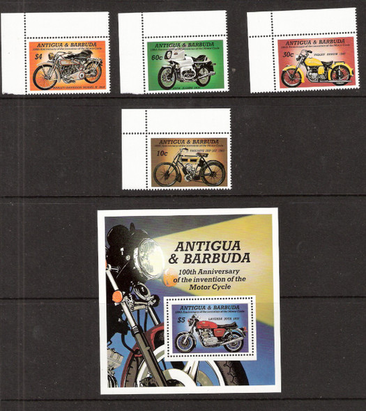 ANTIGUA (1985): Motorcycle Centenary- 4 v + s.s.