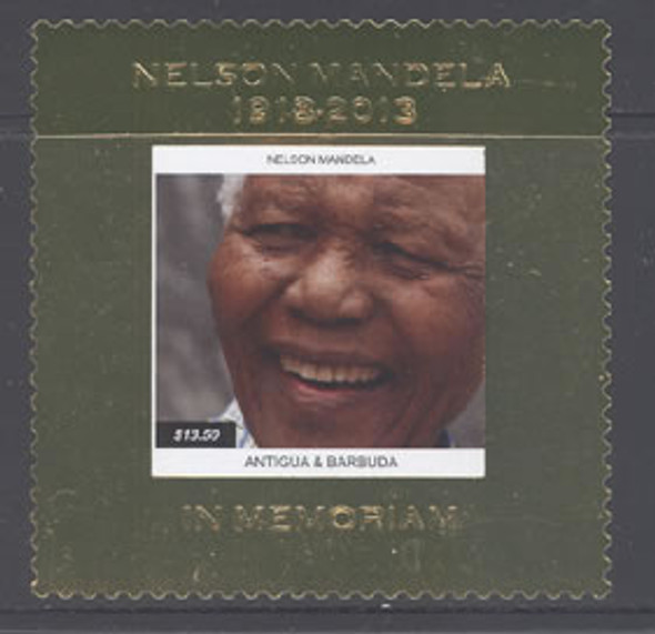 ANTIGUA: Nelson Mandela 2013 Gold Foil- souvenir sheet